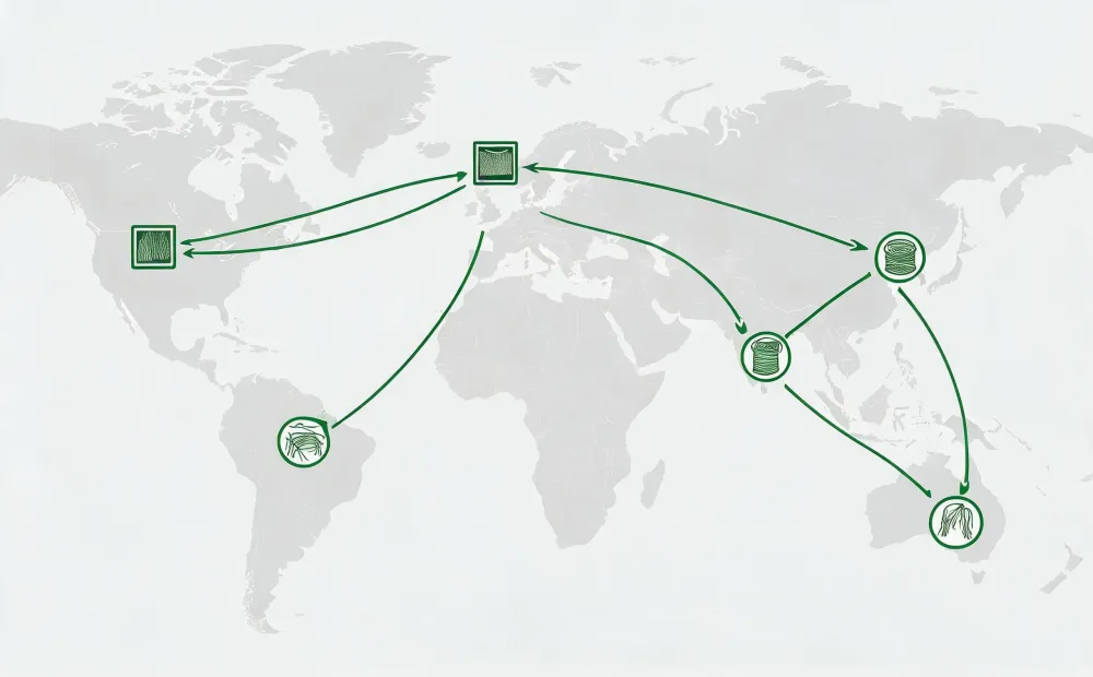 Global textile inquiry and sample routing map